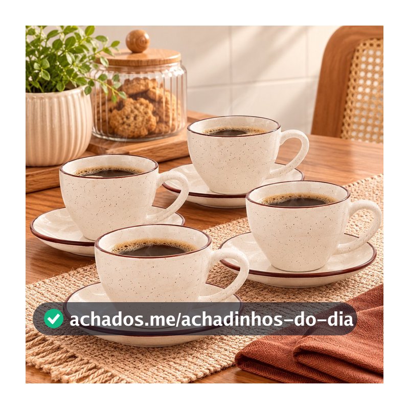 Conjunto 4 Xícaras para Café Bahamas 85ml em Cerâmica - Hauskraft Premium