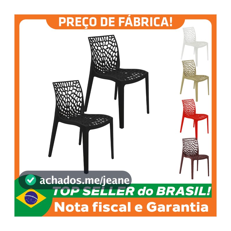 Kit 2 Cadeiras Gruvyer Design Cozinha Sala de Estar Jantar