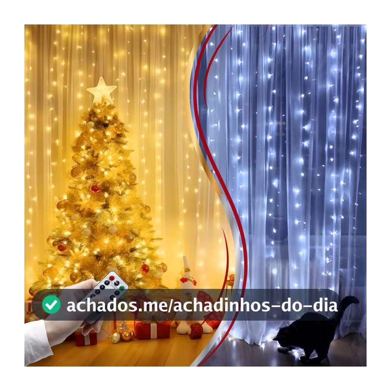 Cortina Led Pisca Natal Decoração Luz Festa Casamento Aniversário 3x3m Fio De Fada 8 Modos Controle