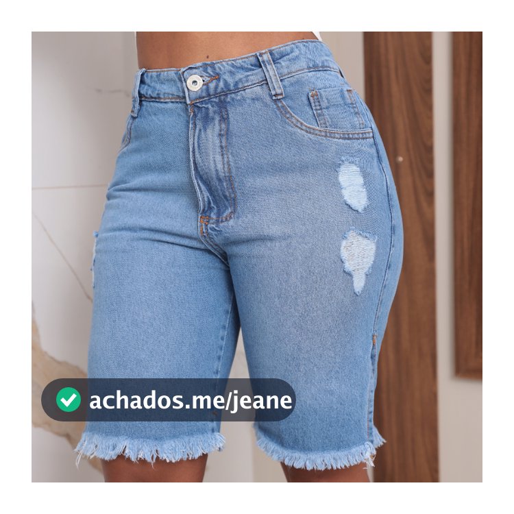 Bermuda Jeans Feminina Jorts Cintura Alta 100% Algodão Barra Desfiada Shorts Jeans Shorts Ciclista