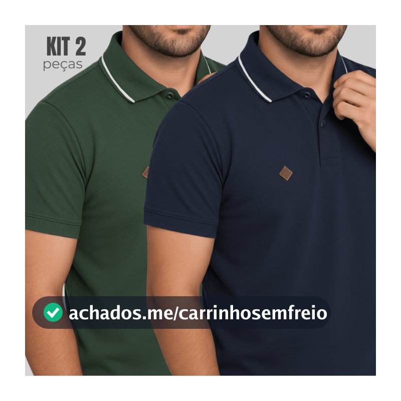 KIT 2 Camisa Gola Polo Alta Qualidade 100% Algodão Camiseta Básica Masculina  Diversas Cores