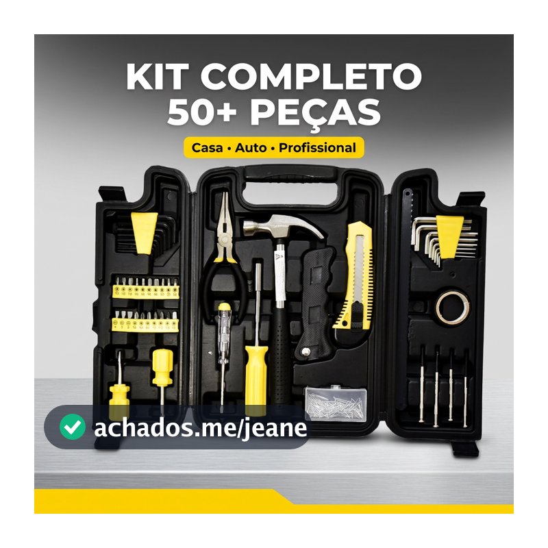 Maleta de Ferramentas Completa 200 Peças com Martelo Alicate Chaves e Bits