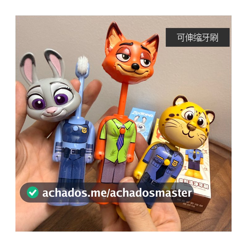 Escova de Dentes Retrátil Crazy Animal, Escova de Dentes Transformável Nijukudi com Cerdas Macias, Versão Infantil com C