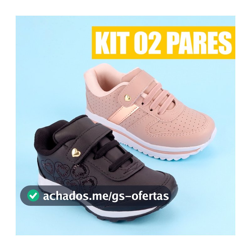 Kit 2 Pares TenIs Menina Tenis Criança Tênis Feminino Infantil