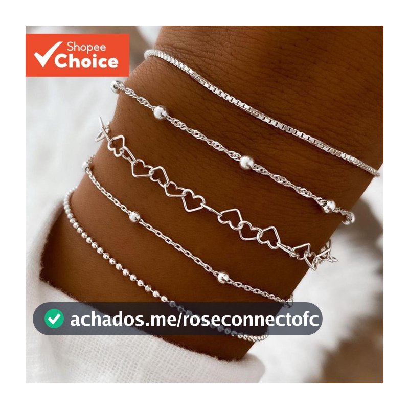 Conjunto De Pulseira Com Corrente De Coração Para Mulheres , Joias Em Camadas Ajustáveis , Presente Minimalista De Amor