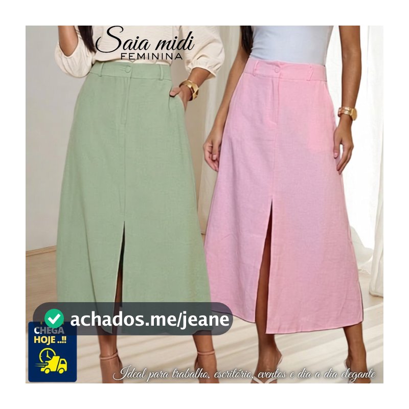 Saia Midi Feminina Evangélica Alfaiataria em Tecido Marant Sensoriale | Cintura Alta | Elegante | M, G e GG | Envio Imed