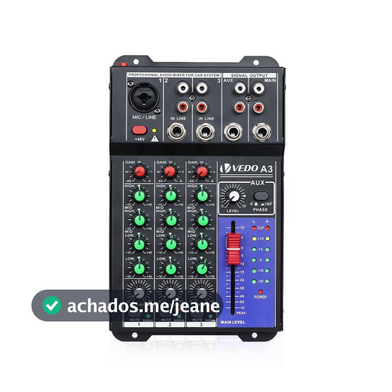VEDO A3 Mesa De Som 3 Canais Para Carro 12V Portátil Profissional Com 48V Phantom Power 110/220V Para Computador