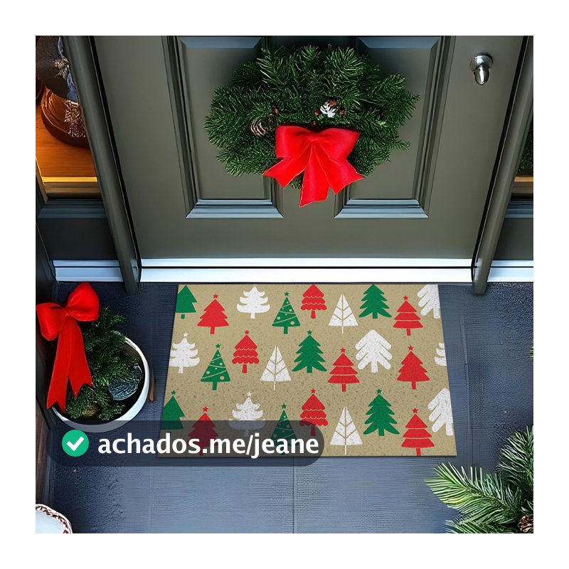 Tapete 60X40 Capacho Divertido Para Porta Natal Minimalista Arvore Natal Premium Nt006