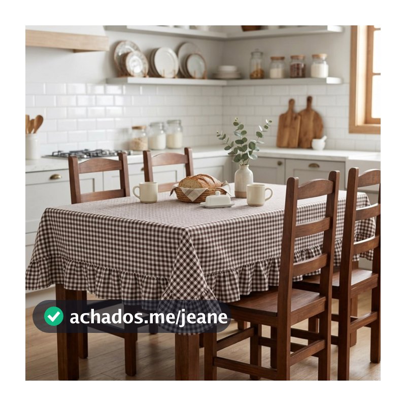 Toalha de Mesa Farm Xadrez Com Babado - Decoração Mesa Posta Lugares Premium