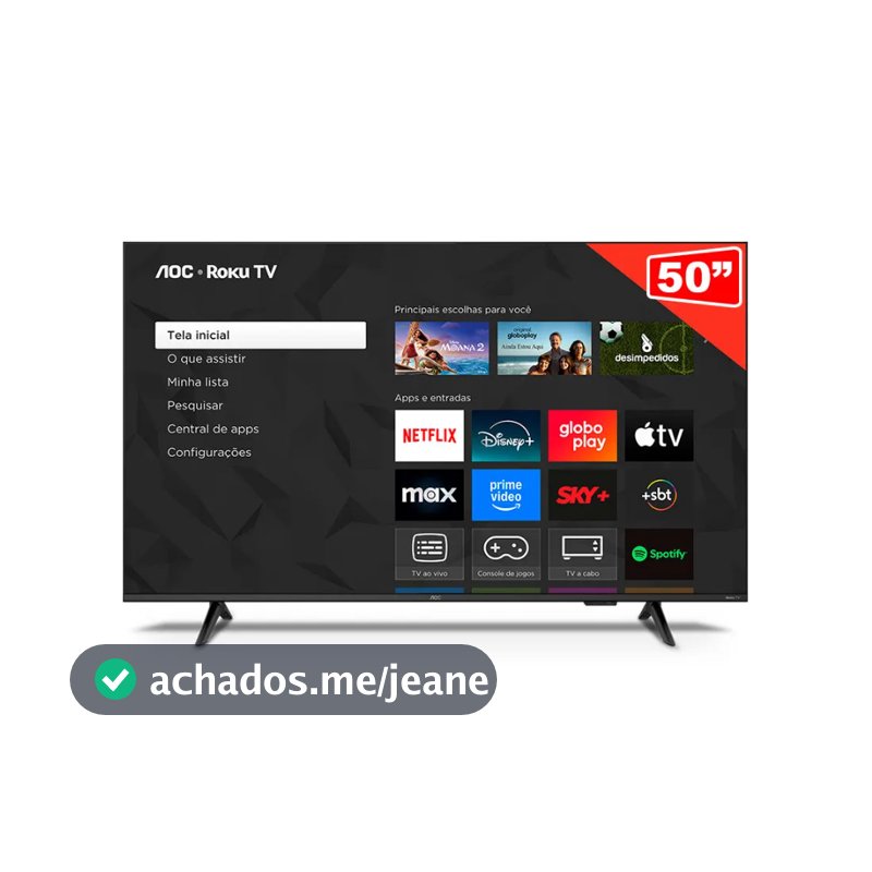 Smart TV AOC 50" DLED 4K UHD Roku TV - 50U7066/78G