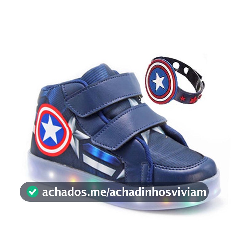 Tenis Infantil com Luz de Led que Pisca Brilha Calçado de Menino Botinha Capitão Azul