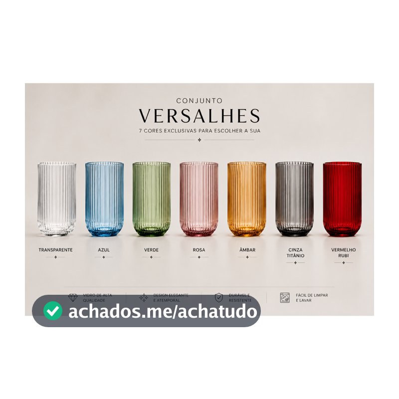 Jogo com 6 Copos De Vidro 460ml Versalhes Canelado