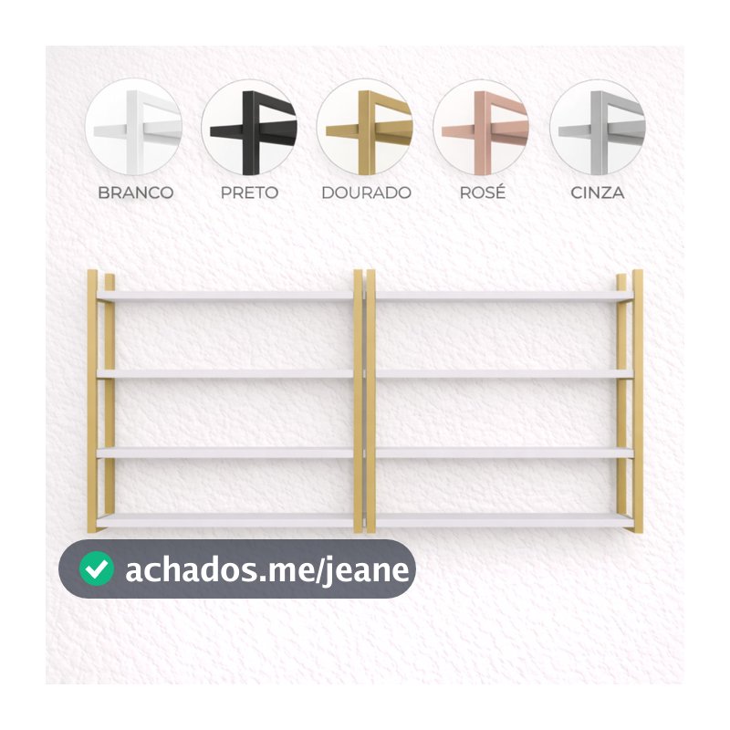 Estante Suspensa MDF 100% 4 Prateleiras Metalon Organizador Sala Cozinha Banheiro