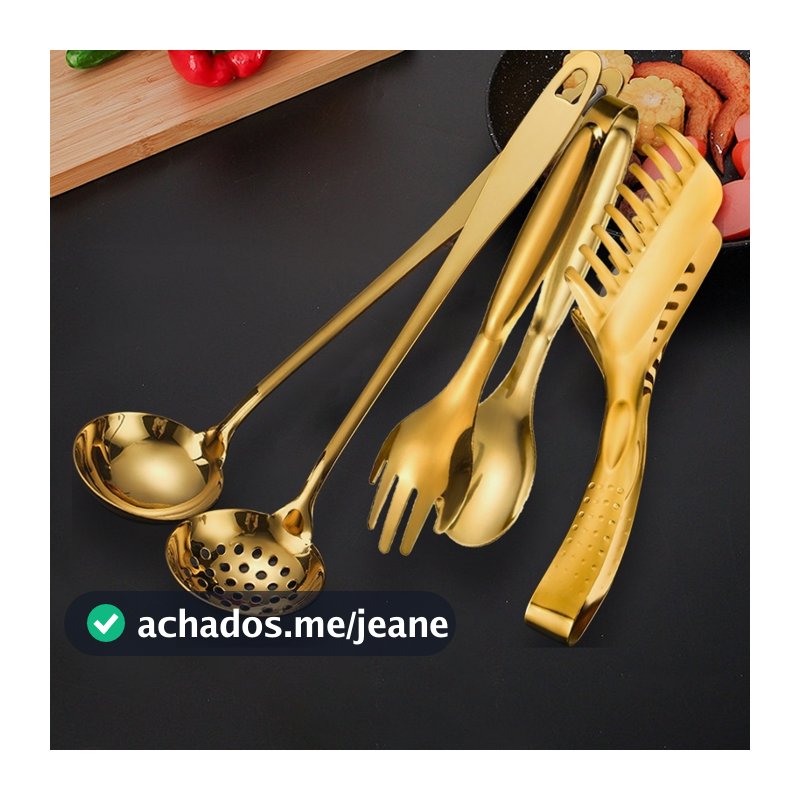 Talheres Kit 4 De Aço Inox Servindo Utensílios Pinça para pão, pinça para bife, escorredor Sopa Na Cozinha Talheres