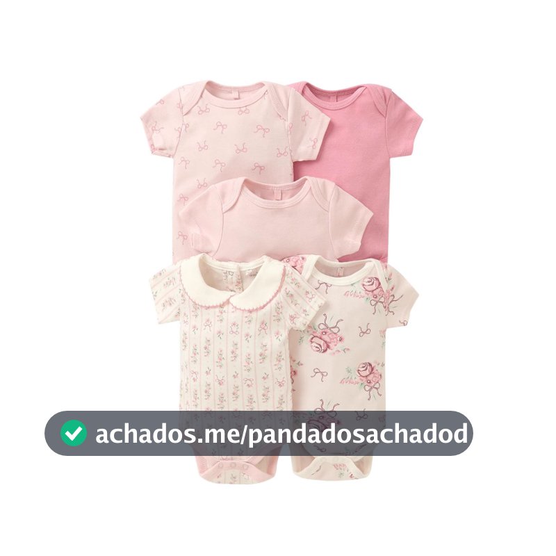 Kit 5 Pecas Body Bebe Manga Curta Algodao Suedine Meninos e meninas-Gama completa de produtos na loja