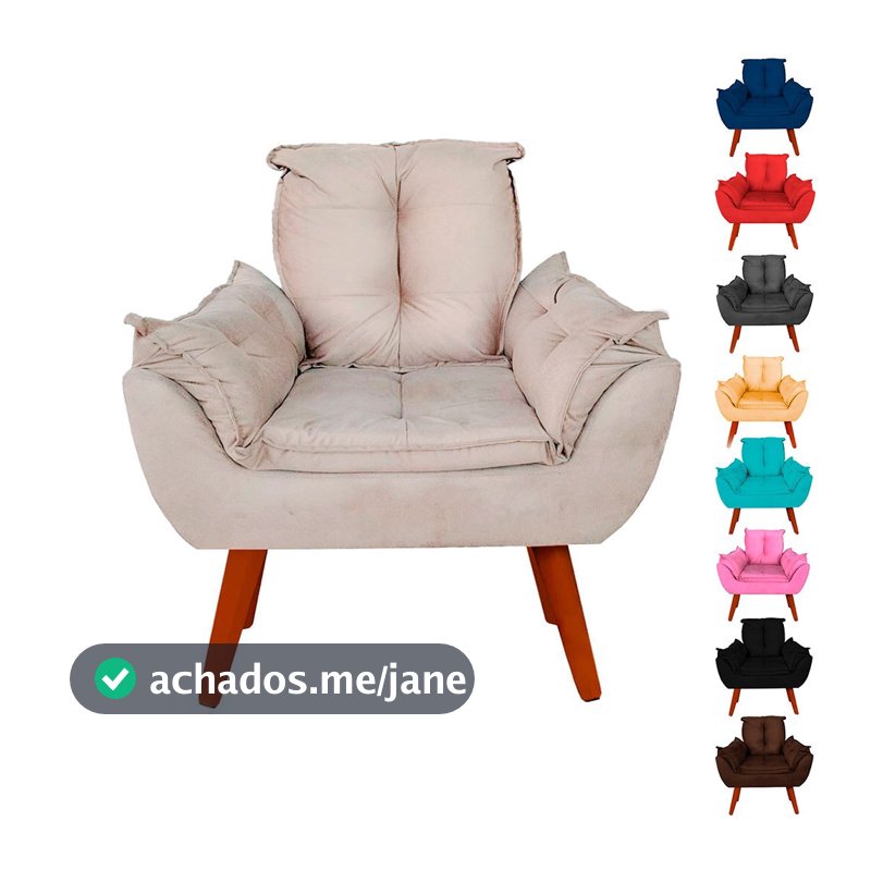 Poltrona Opalla Confortável Decoração Para Escritório Suede Cores