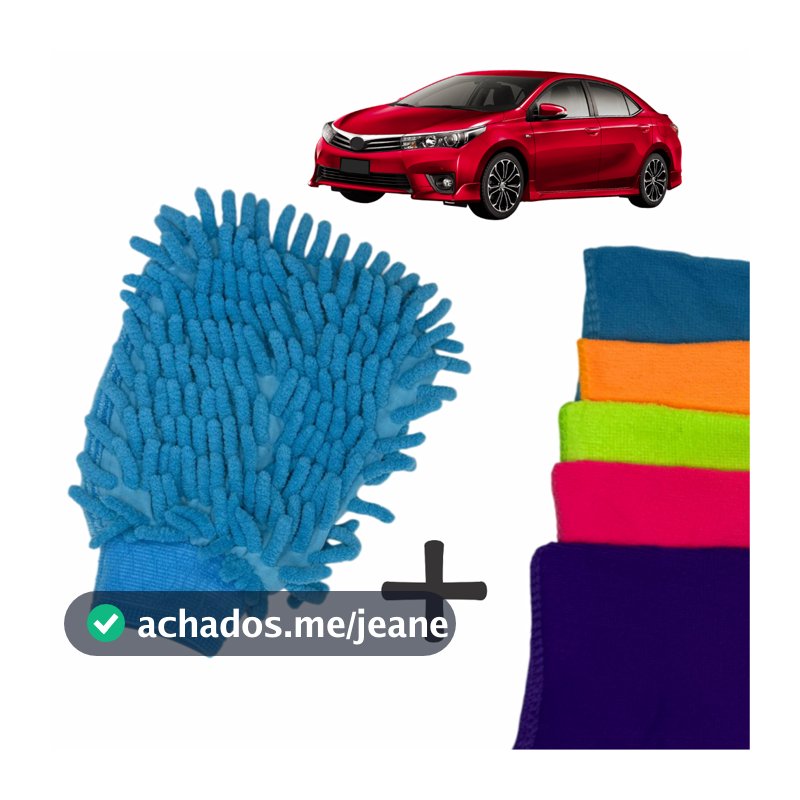 Luva +5 pano de Microfibra Kit Lavagem automotiva Lavar Carro Moto Caminhão Multiuso Luva Microfibra