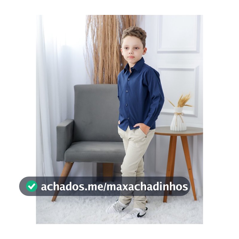 Roupa Conjunto Social Camisa Azul e Calça Nude Infantil Formatura Casamento Pajem Festa Evento