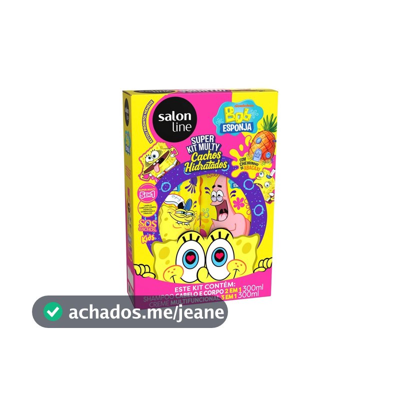 Kit Shampoo 300ml + Creme Multifuncional 300ml SOS Cachos Bob Esponja
