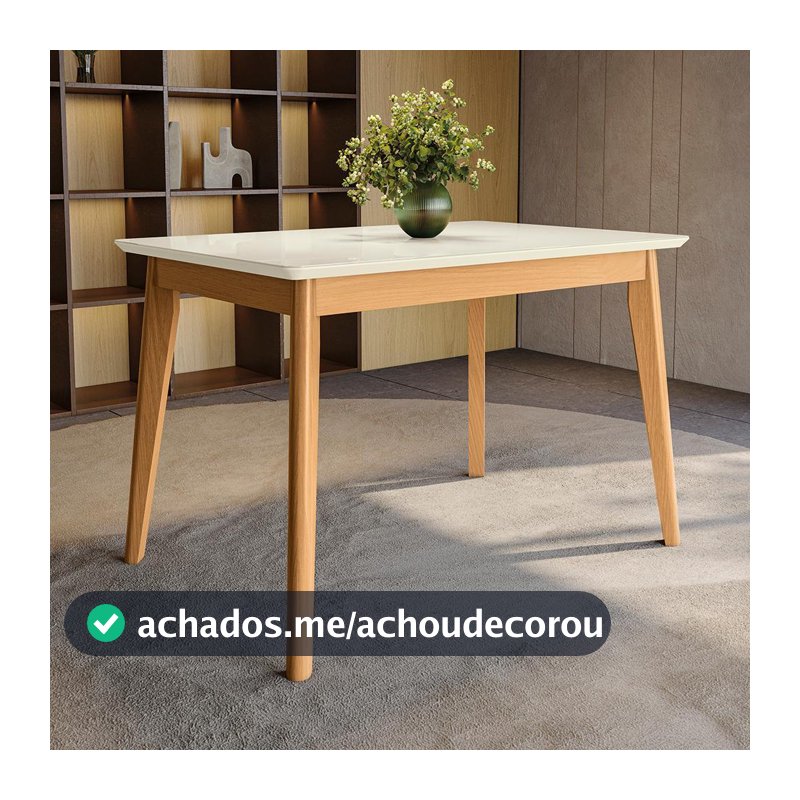 Mesa de Jantar em Madeira Maciça Kappesberg Canela/Off White 120cm