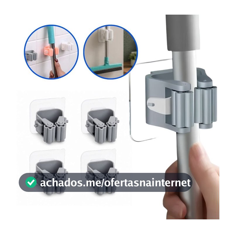 Kit Suporte De Vassouras Organizador Para Lavanderia Banheiro - Escolha Seu Kit