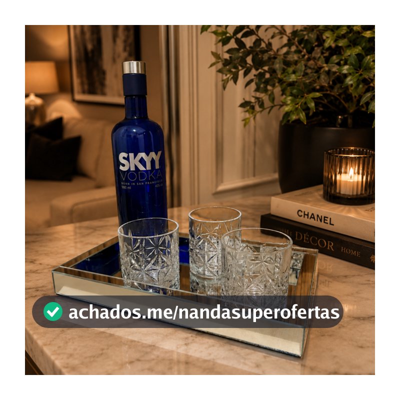 Bandeja Decorativa Organizadora Espelhada Prata Multiuso  Bebidas Perfumes Cozinha  Banheiro 35x21cm