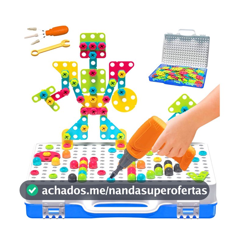 Brinquedo Parafusadeira Elétrica 132 Peças Montar Infantil + Maleta para Guardar Interativo Mão na Massa