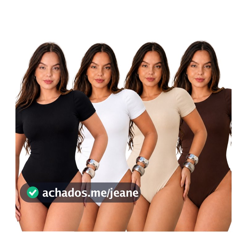 KIT 4 Body Feminino Manga Curta Suplex Com Forro