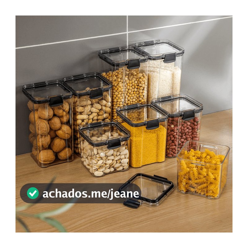 KIT 5/10 Potes Herméticos Empilhaveis Com Tampa Para Mantimentos Protege Alimentos Frescos  DUHOME
