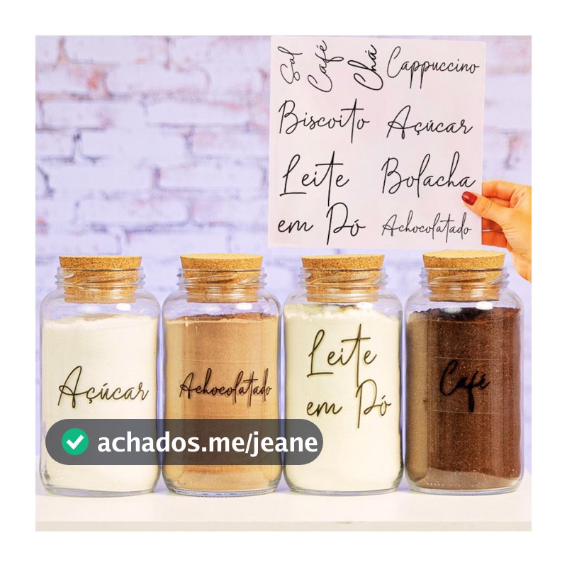 Kit Cantinho do Café - 4 Potes de vidro + Cartela Completa | Pote de vidro Hermético 830ml