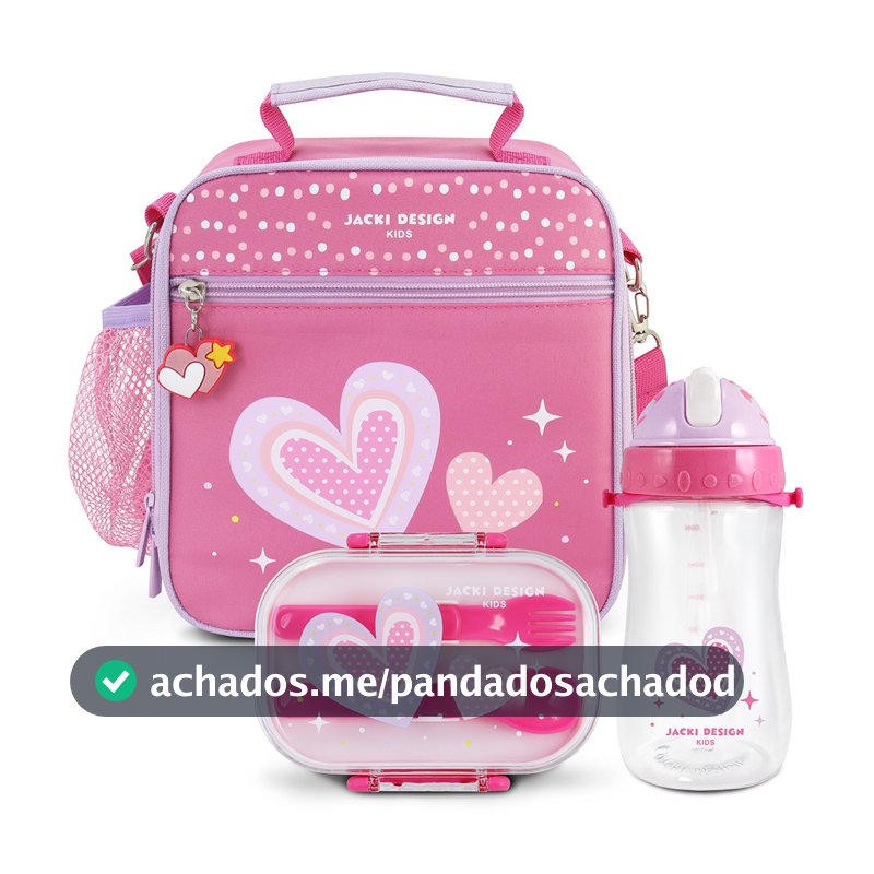 Kit Infantil Jacki Design Piccolino: Lancheira, Marmita e Garrafa - Cores e Estilos Variados