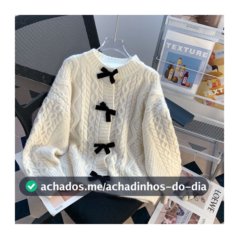 Suéter preguiçoso retrô Fashion com laço doce