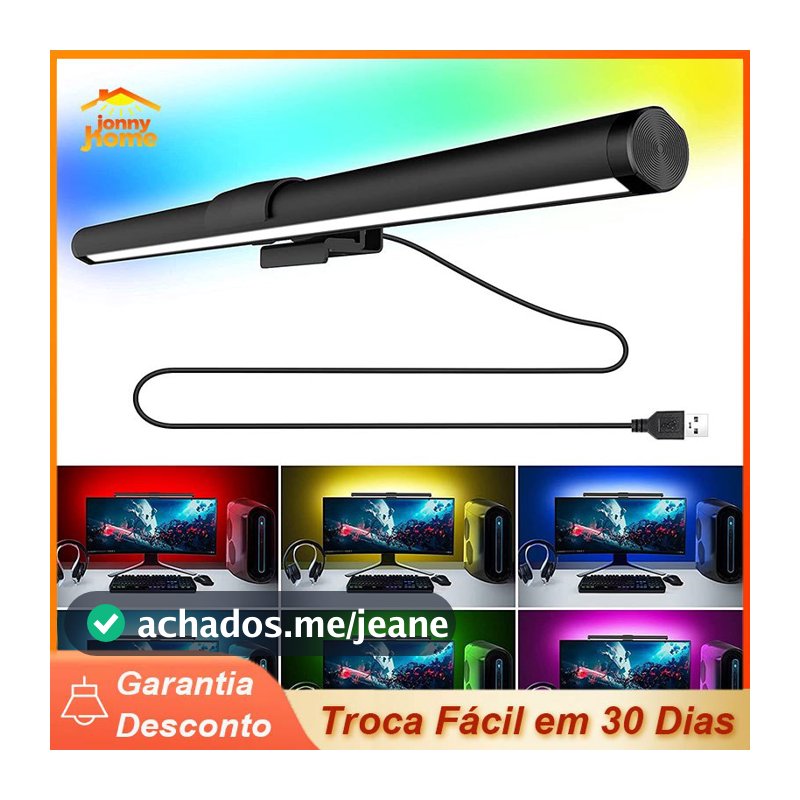 Barra De Luminária Led Rgb Para Monitor Computador Tela Regulavel Com Fundo De Toque