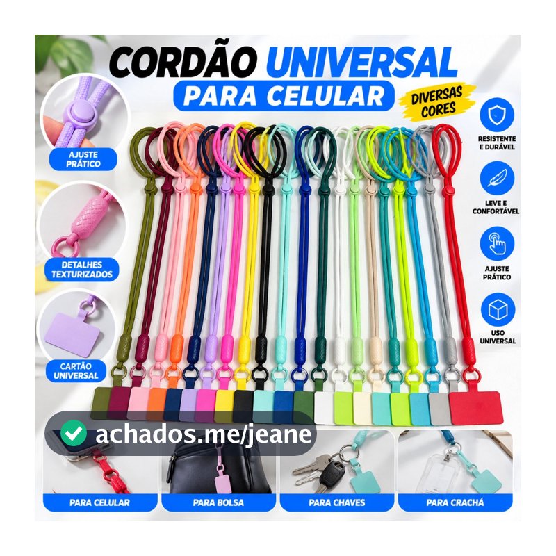 Cordão Regulável de Pescoço Para Celular
