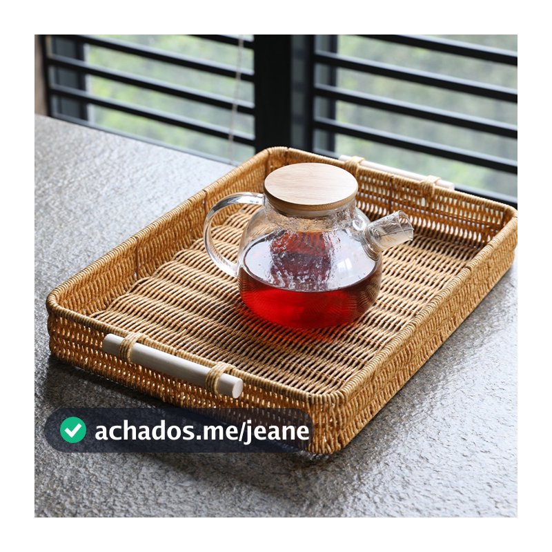 Bandeja tecida multiuso para lanches de café, chá, condimentos, cozinha doméstica e mesa de jantar