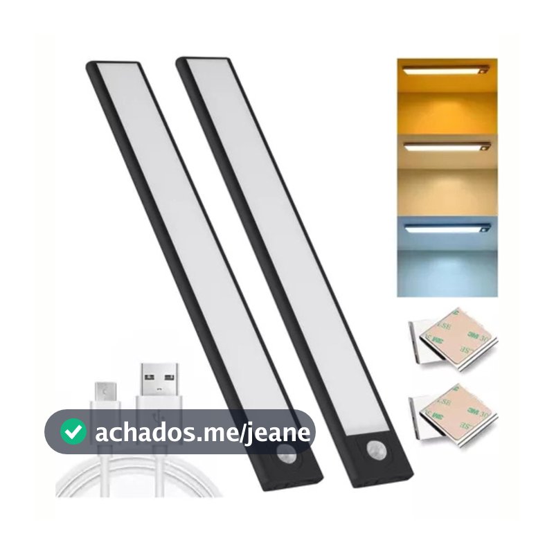 Barra de Led com Luz de Presença Recarregavel Smart Luminária Lampada Inteligente 3 modos Usb