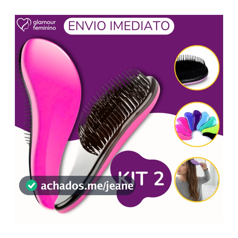 Kit 2 - Escovas Mágicas pra cabelo - Anti Frizz - De Desembaraçar Cabelo - Glamour Feminino