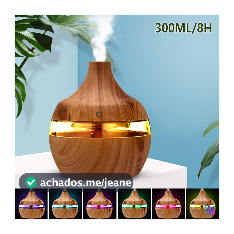 Difusor Umidificador De Ar 8H LED De Aromas E Aromatizador De Ambiente Eletrico Humidificador Ultrassônico Portátil
