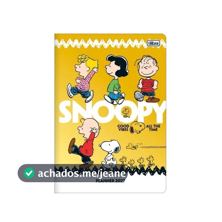 Agenda Planner Mensal Snoopy 2027 Tilibra Grampeada Organizador de Rotina e Compromissos