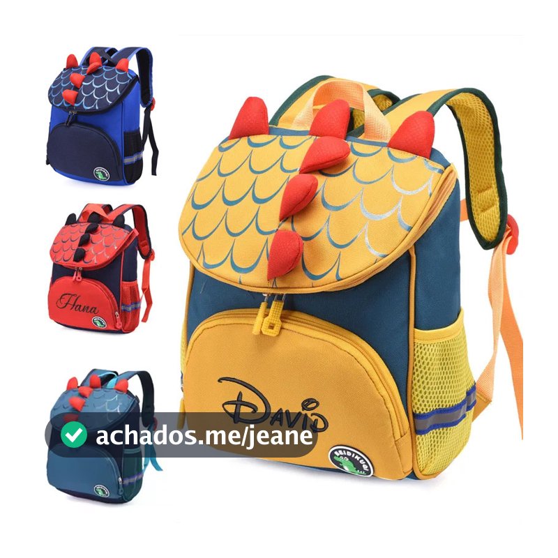 Nome Personalizado Mochila De Jardim De Infância Para Meninos E Meninas Bonito Dos Desenhos Animados Dinossauro Bordado