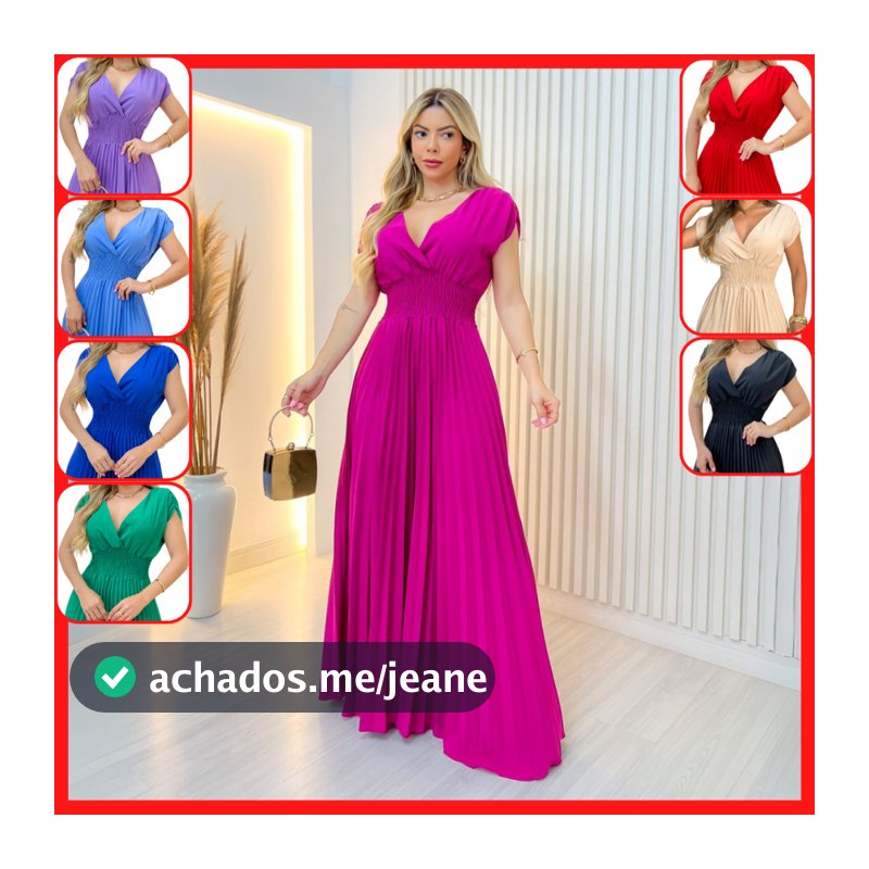 Vestido Feminino Longo Plissado Elegante para Casamento Noiva Civil Festa Formatura Igreja Luxo X174