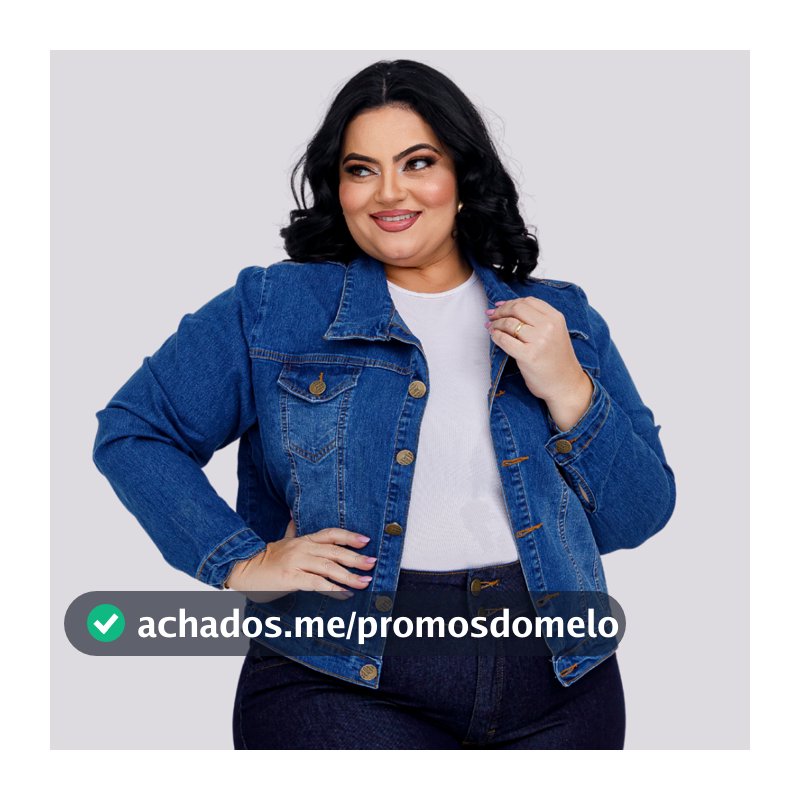 Jaqueta jeans plus size detalhe costura bolso com lycra