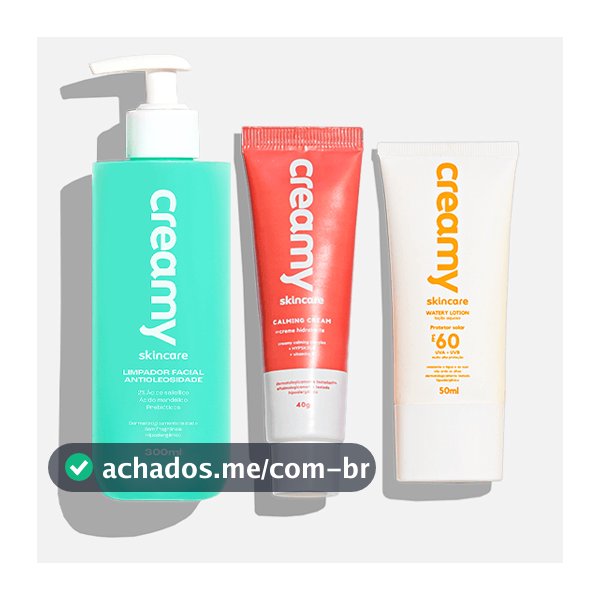 Kit Antioleosidade - Limpador Facial, Gel Creme Hidratante Facial Calming Cream, Protetor Solar FPS 60