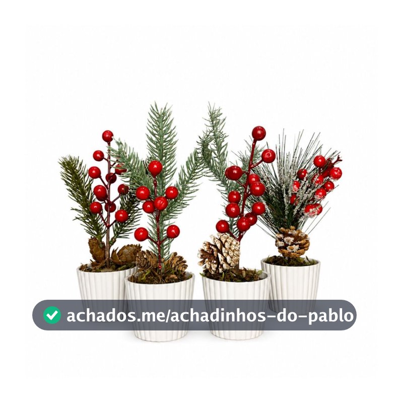 Kit 4 Enfeites De Natal Arranjos Natalinos Vasos Decoração