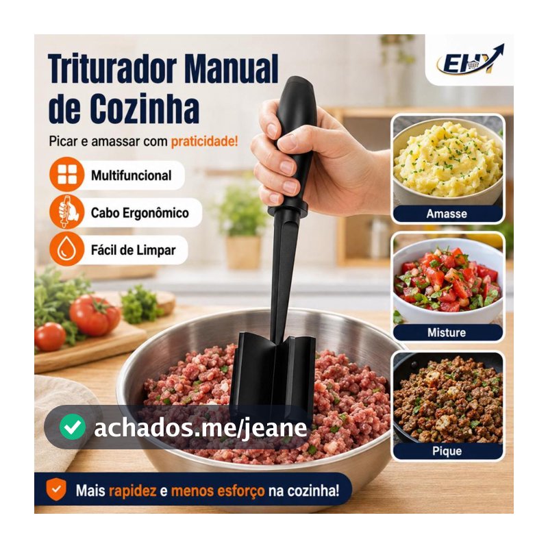 Picador de Carne Manual Utensílio Cozinha Triturador Frango Legumes Salada Tomate Preto 1/2 Peças