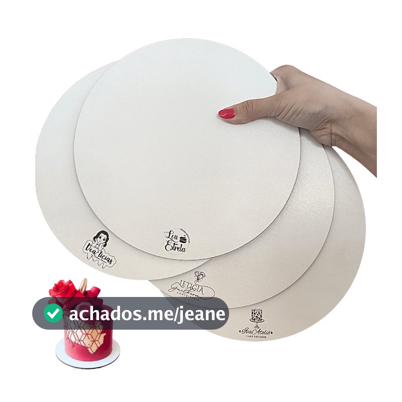 Kit 10 Cake Board Personalizado com Logo MDF Branco 3mm Confeitaria Frios Tabuleiro Bolo Varios Tamanhos Liso Cakeboard