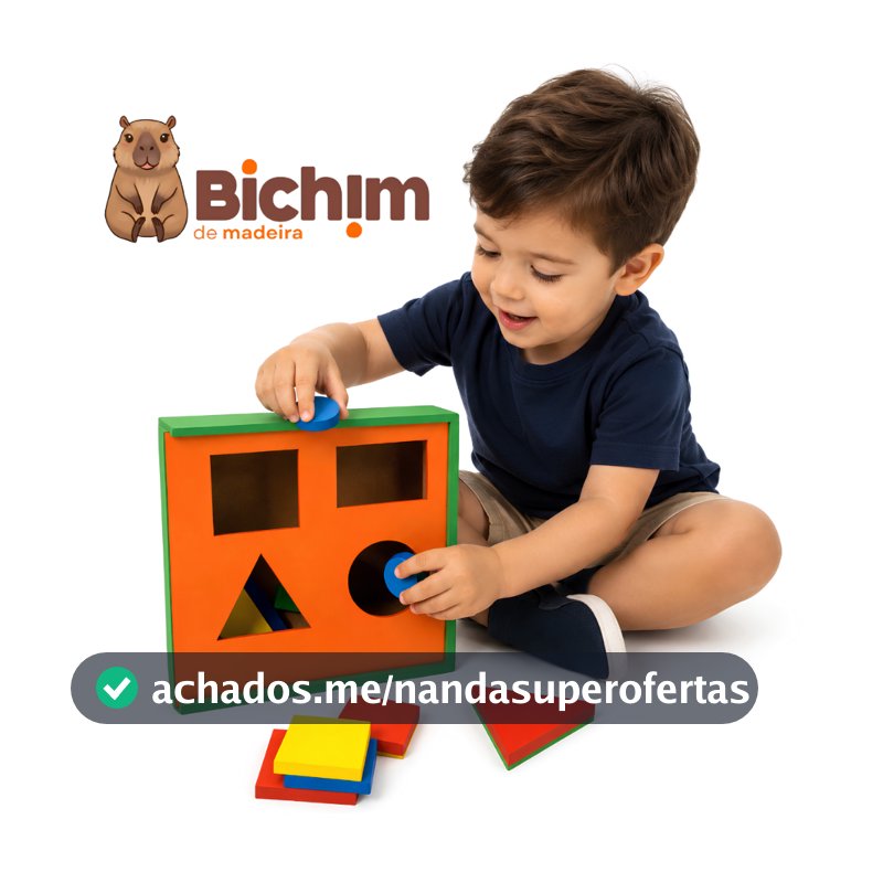 Brinquedo Didático Caixa Encaixe Formas Geométricas Pedagógico Montessori Infantil Educativo Em Madeira