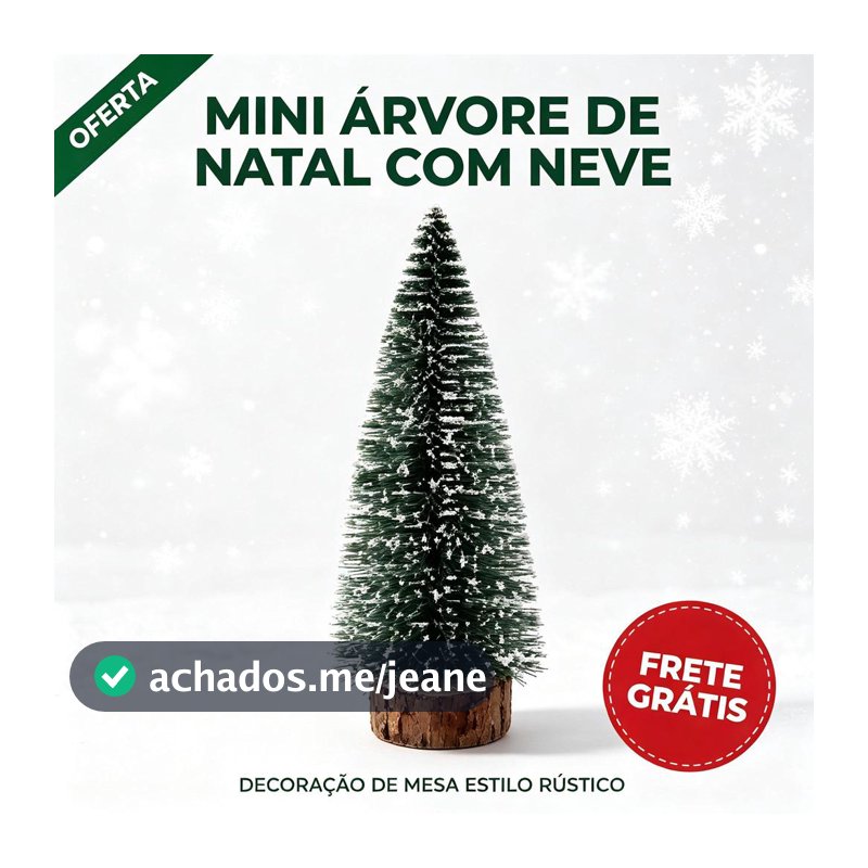 Mini Árvore de Natal com Neve Decoração de Mesa Estilo Rústico