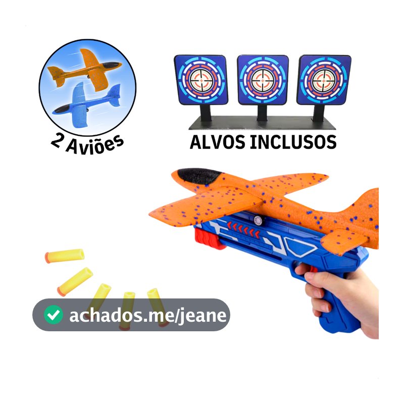 Lançador de Avião Catapulta Brinquedo Planador Pistola Infantil Tiro ao Alvo