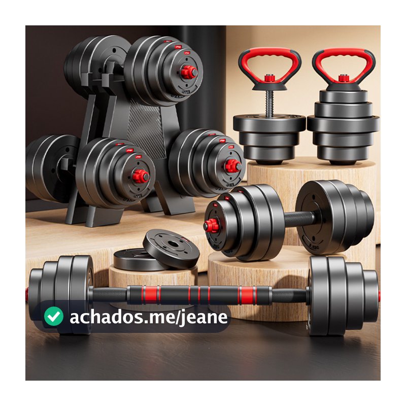 Kit Halteres Barra Kettlebell 6 em 1 Peso Musculação treino em casa